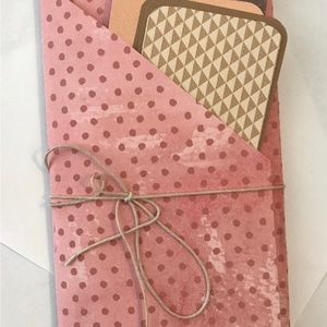 28 Pcs Handcrafted Travel Journal Loaded Nail File Pink Polka Dots Paper Cards